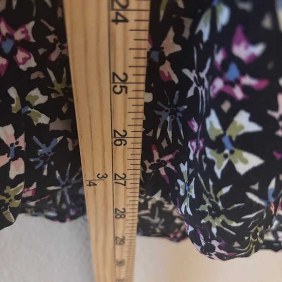 J. Jill Black Multicolor Floral Print Long Sleeve Blouse Women’s Medium - Picture 9 of 10